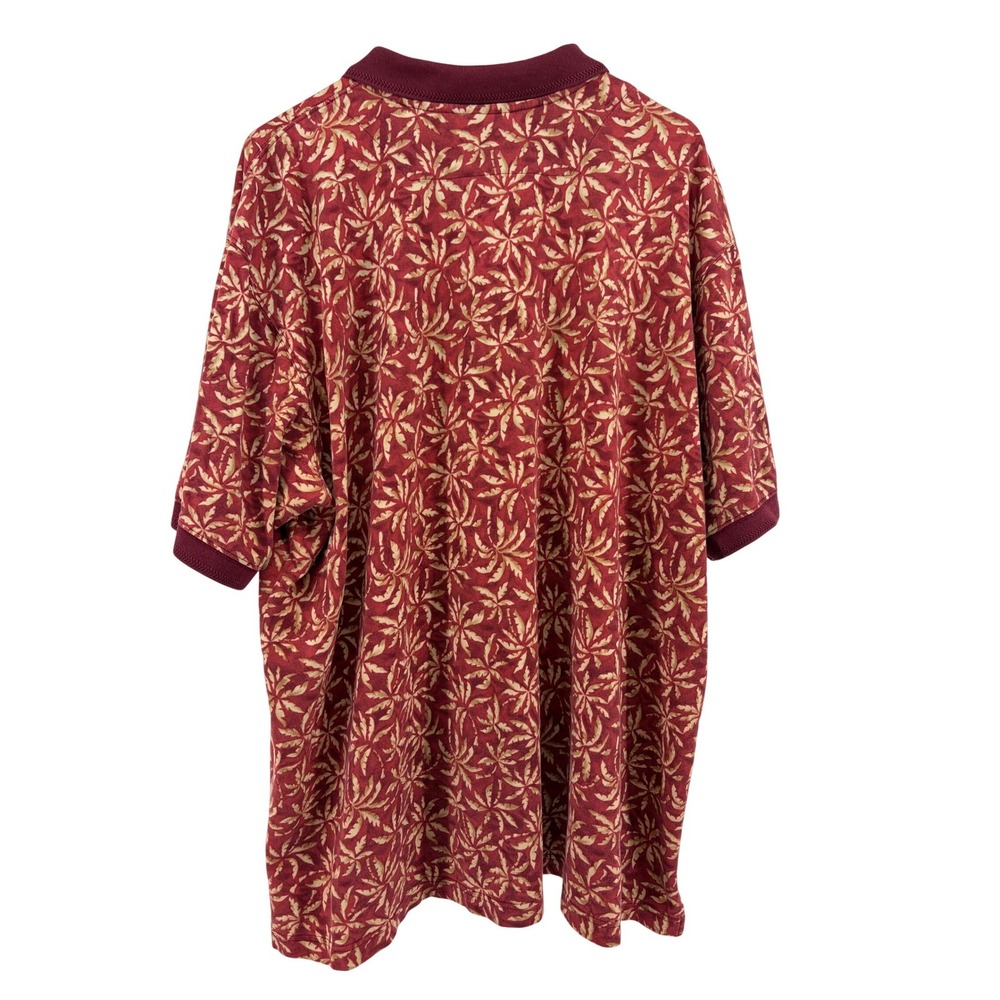 LL Bean Mens XXL Tall Palm Tree Print Short Sleeve Button Down Shirt‎ Burgundy - Picture 3 of 8